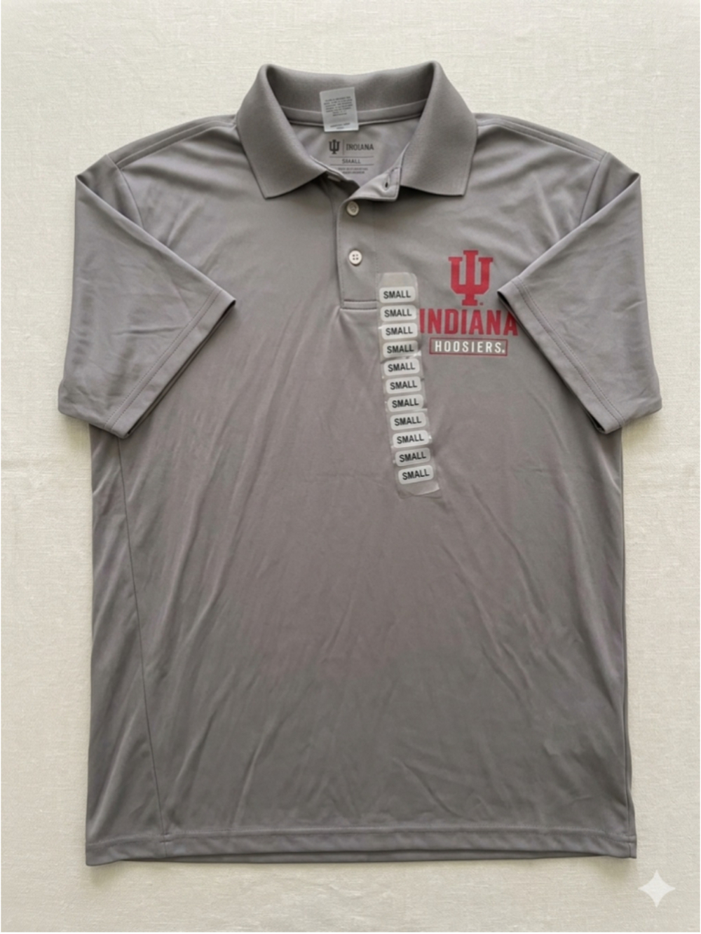 Men's Champion Indiana Hoosiers Polo Shirt Size Small Grey NWT